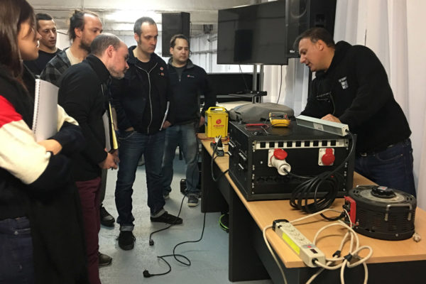 Class on “Electricity and Transformers” by Fernando S. Guggiana for students of the Call & Play Backline Technician Course, May 2019.